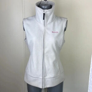 Bench beige cream white fleece  High collar high neck fuzzy vest size medium